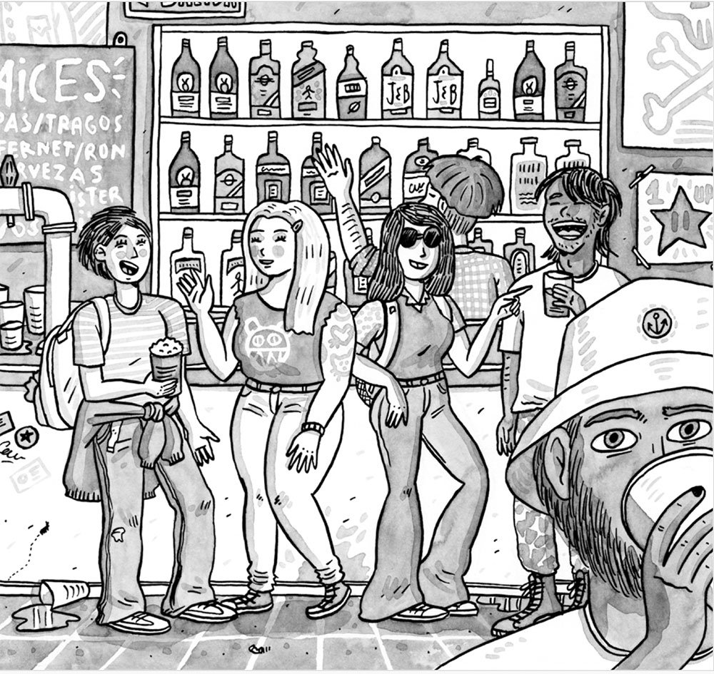 Amigos pasándola bien en Domingo a la Tarde. 