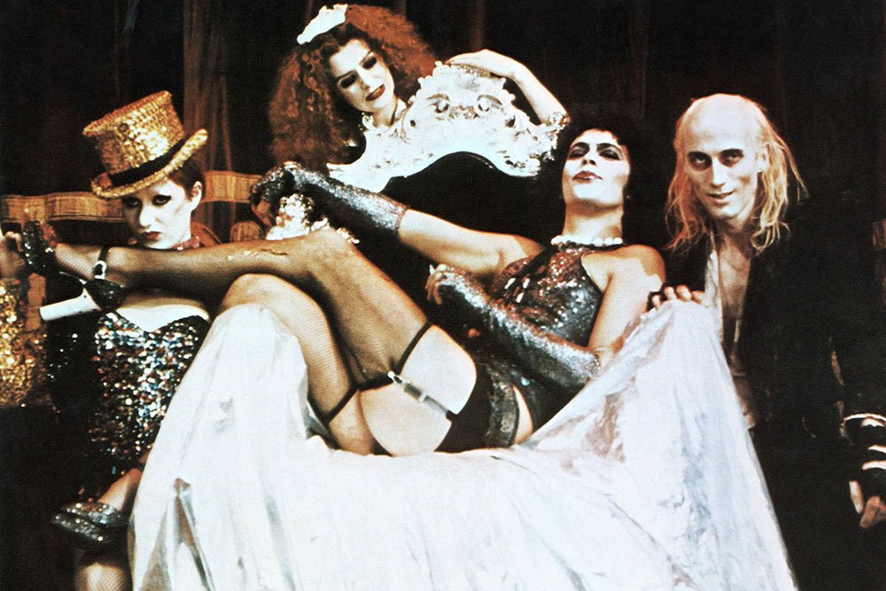 El Doctor Frank N Furter, Magenta, y Columbia en The Rocky Horror Picture Show.