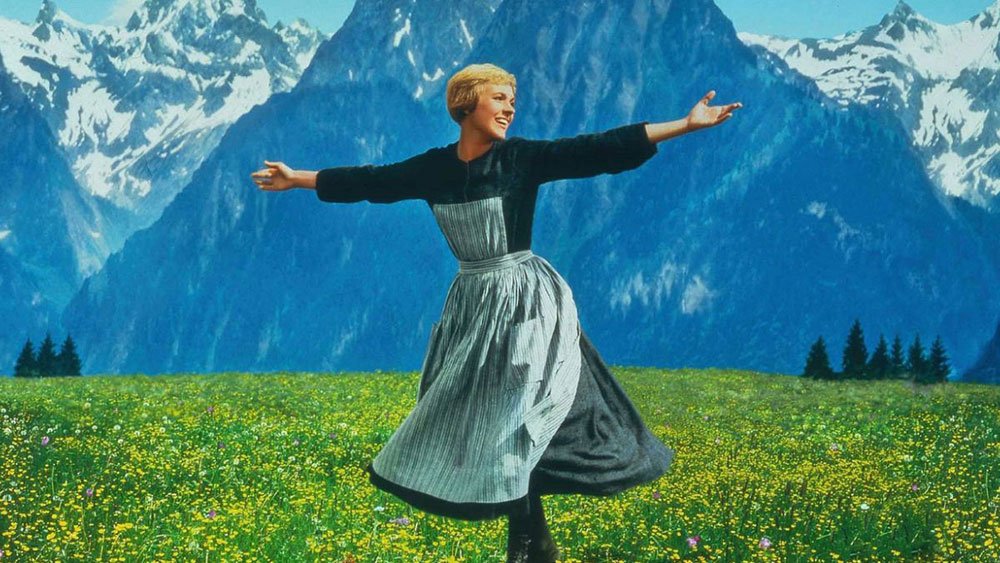 Julie Andrews bailando en los Alpes austríacos en la película "The Sound of Music"("La novicia rebelde").