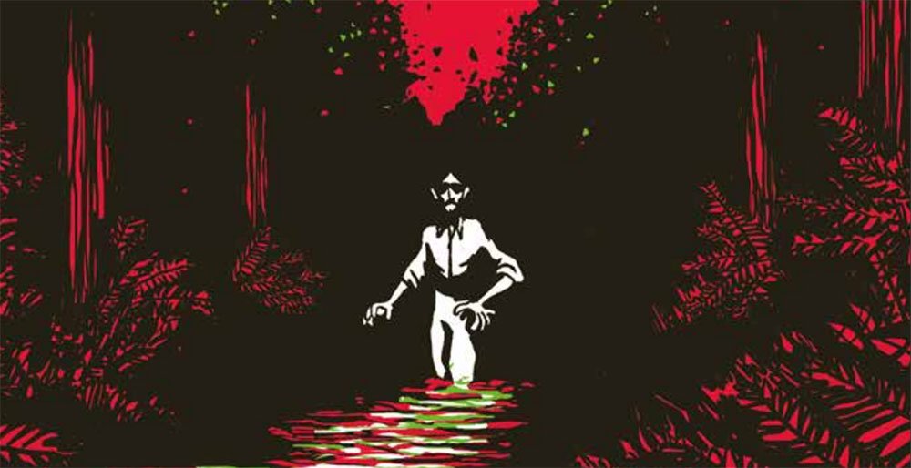 Quiroga como un espectro en el medio de la selva en Q.