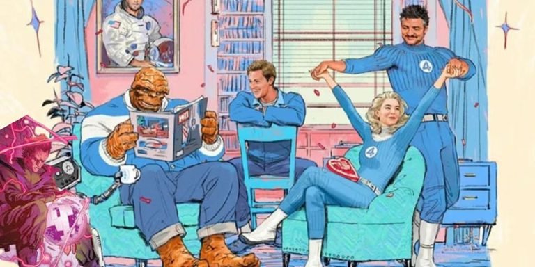 Imagen promocional de San Valentín de la película "Fantastic Four: First Steps". La imagen presentó al elenco de la película por primera vez.